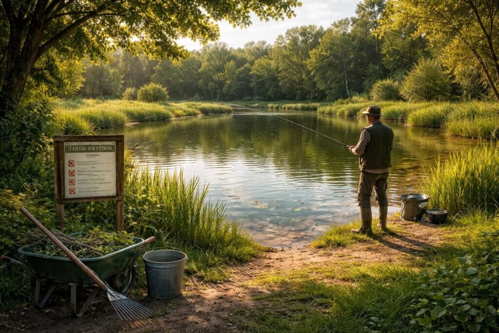 découvrez les réglementations à respecter et les conseils essentiels pour l'entretien d'un étang de pêche lors de votre achat.