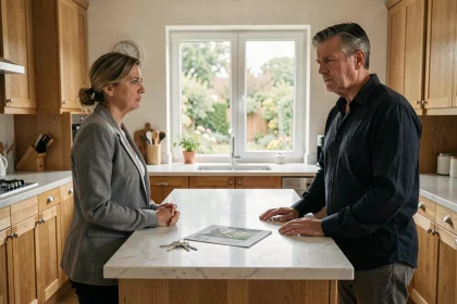 Couple en conflit lors d'une vente immobilière urgente pour cause de divorce dans une maison en Seine-et-Marne